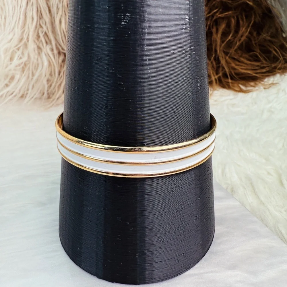 Elegant Goldtone and White Napier Bangle Bracelet